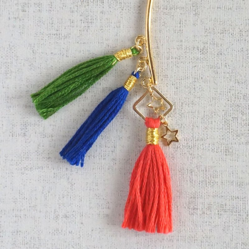 original tassel earhook "vivid" - 耳环/耳夹 - 绣线 红色
