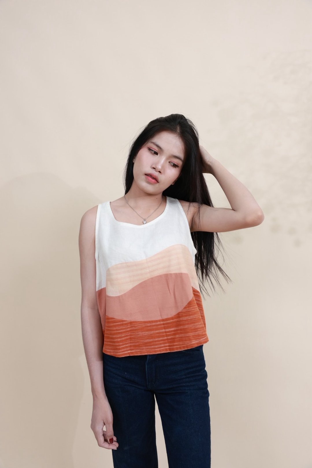 Petite Pato 天然染无袖上衣 泰国可持续手工布料 - 女装上衣 - 棉 