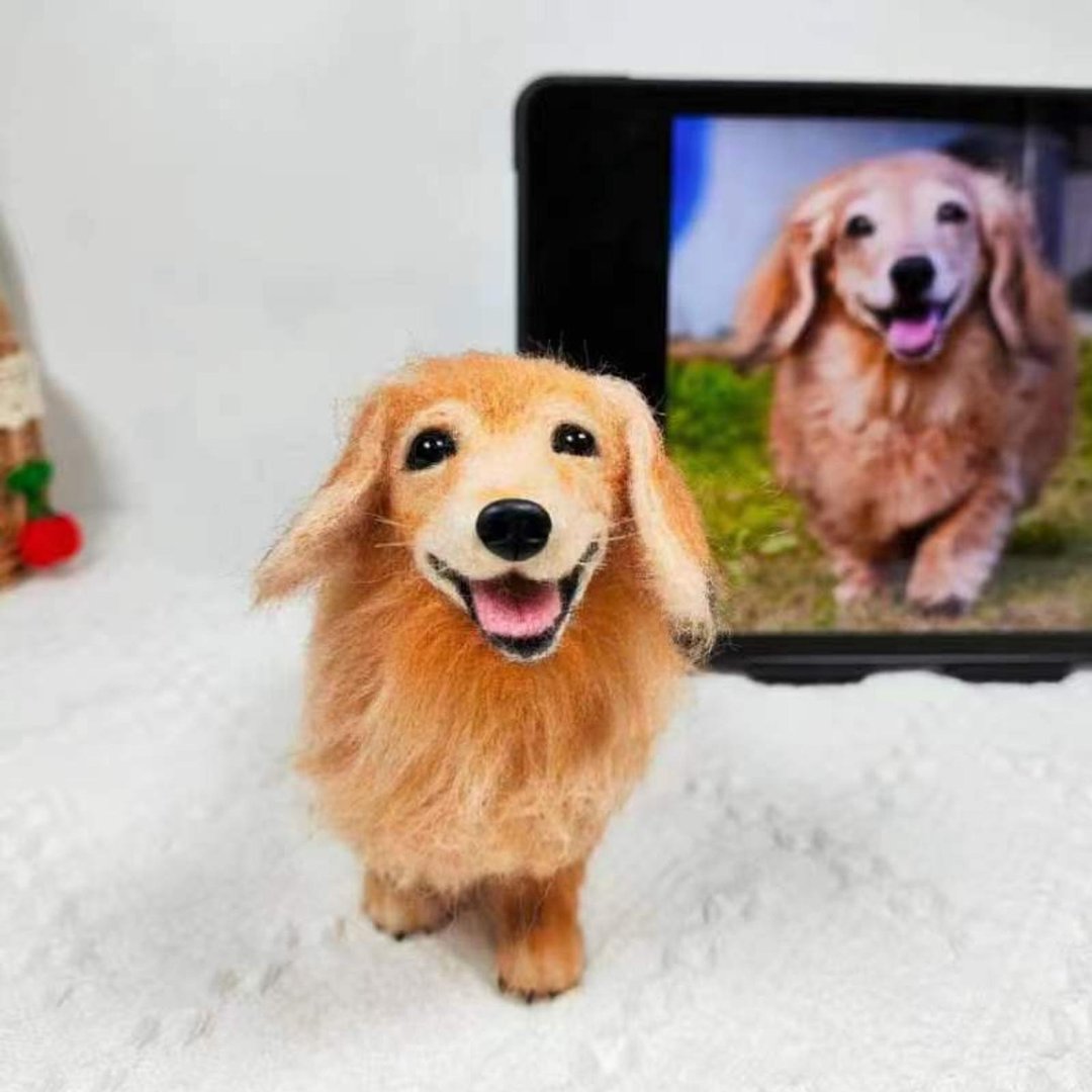 定制 逼真犬 毛孩 宠物 金毛犬 羊毛毡 娃娃 似颜绘 纪念 狗狗 p8 - 玩具 - 羊毛 多色