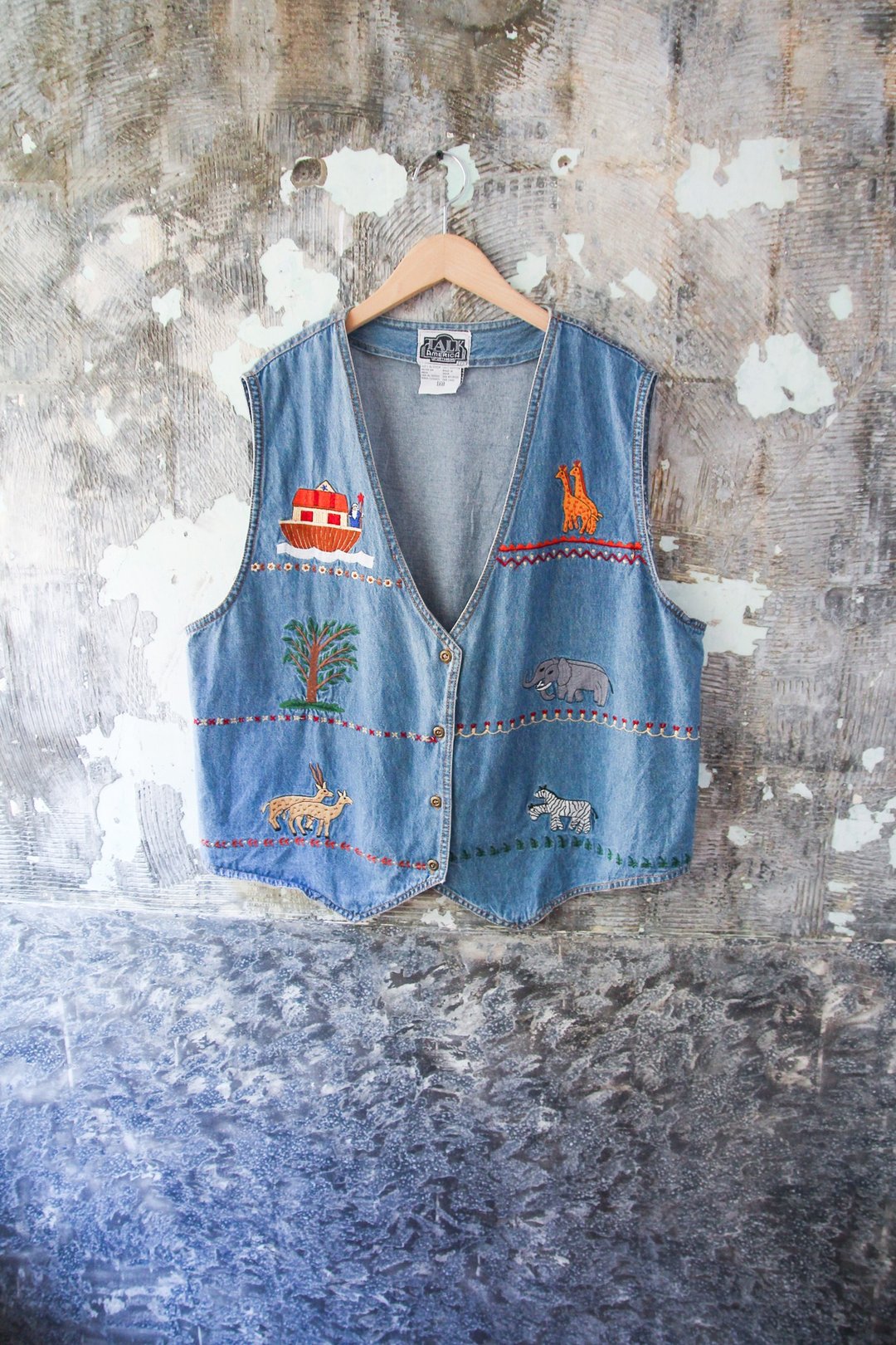 袅袅百货公司-Vintage 牛仔动物刺绣背心 复古着 - 女装背心 - 棉 