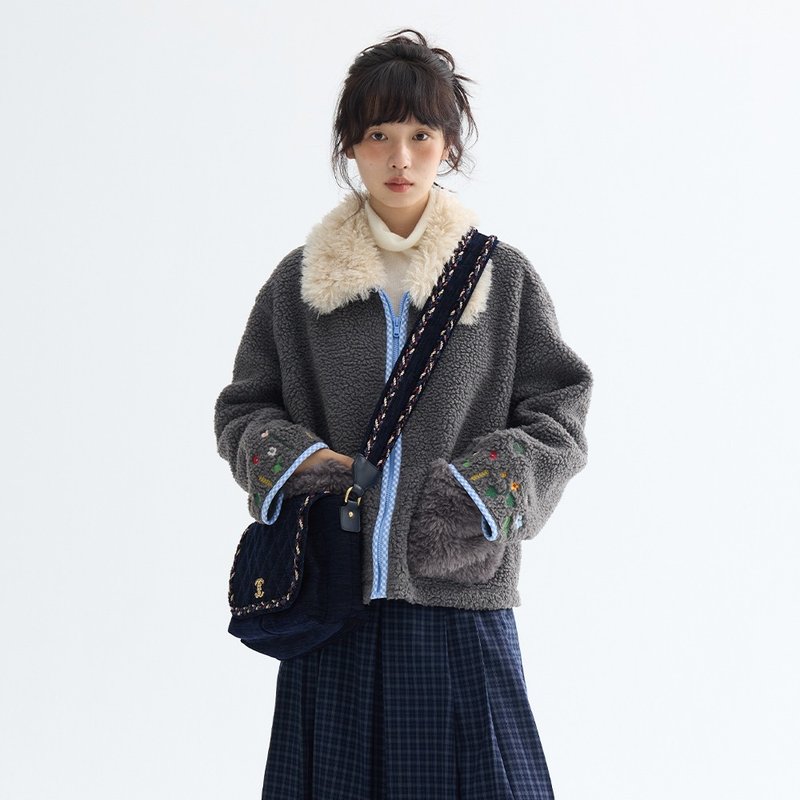 绣花羊羔毛外套|外套|两色|秋冬款|Sora-1965 - 女装休闲/机能外套 - 聚酯纤维 多色