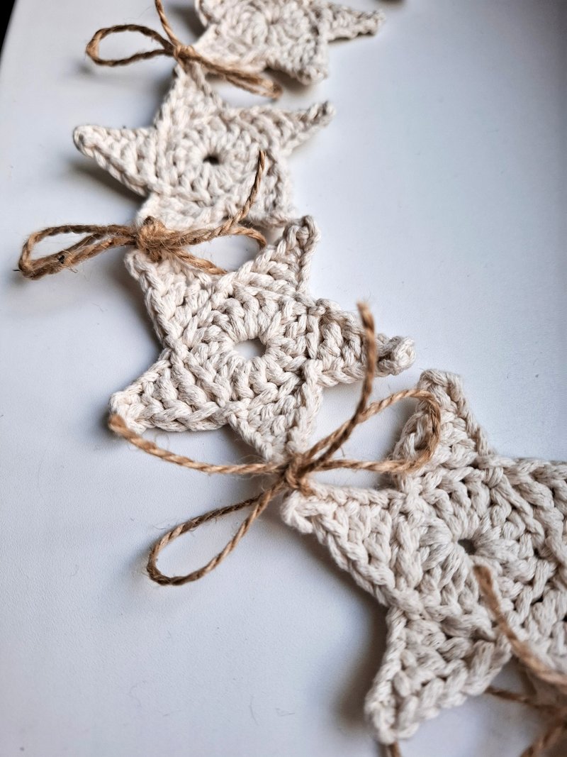 钩针 7 星花圈圣诞星星家居装饰托儿所装饰自然 - 墙贴/壁贴 - 棉．麻 多色