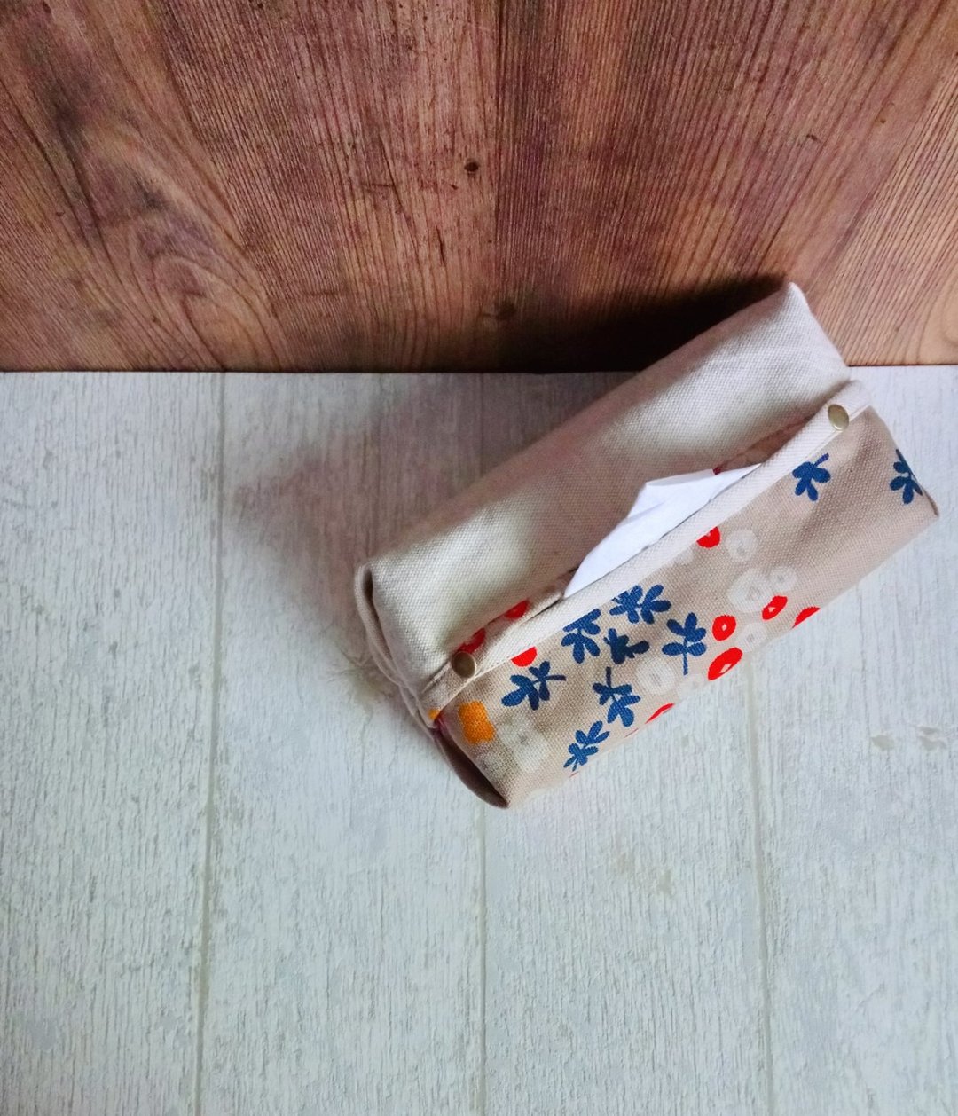 【ITS/双缇面纸套】花叶果实 日本布 可加购挂绳! - 纸巾盒 - 棉 卡其色