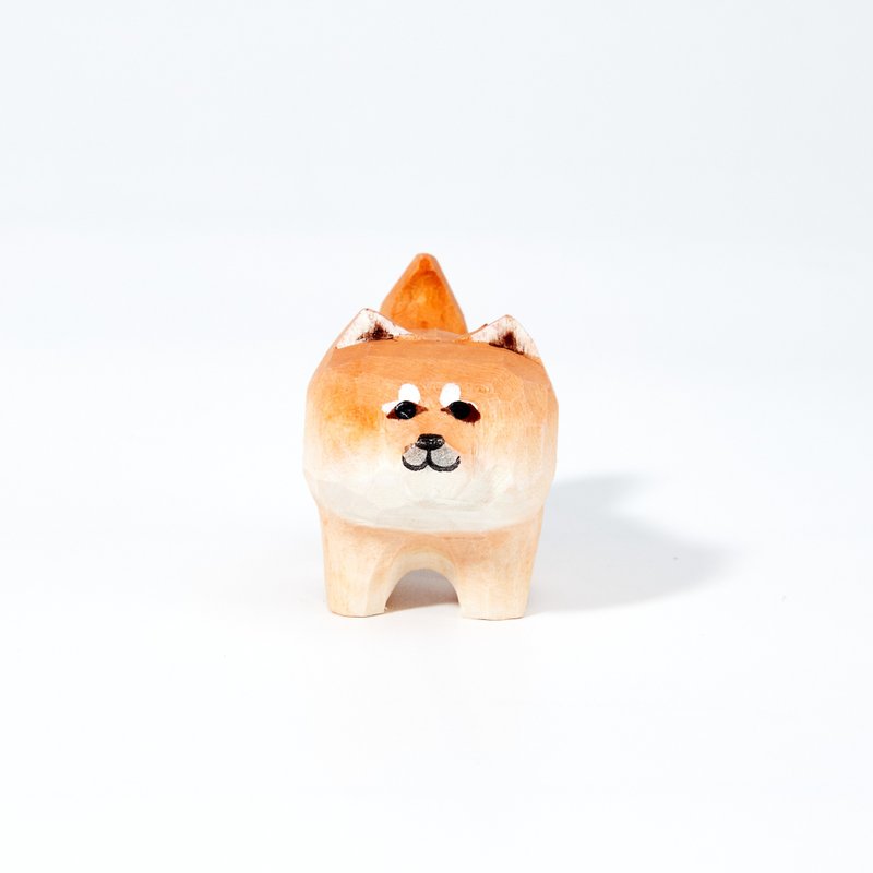 Mame 柴犬小木雕 - 摆饰 - 木头 橘色