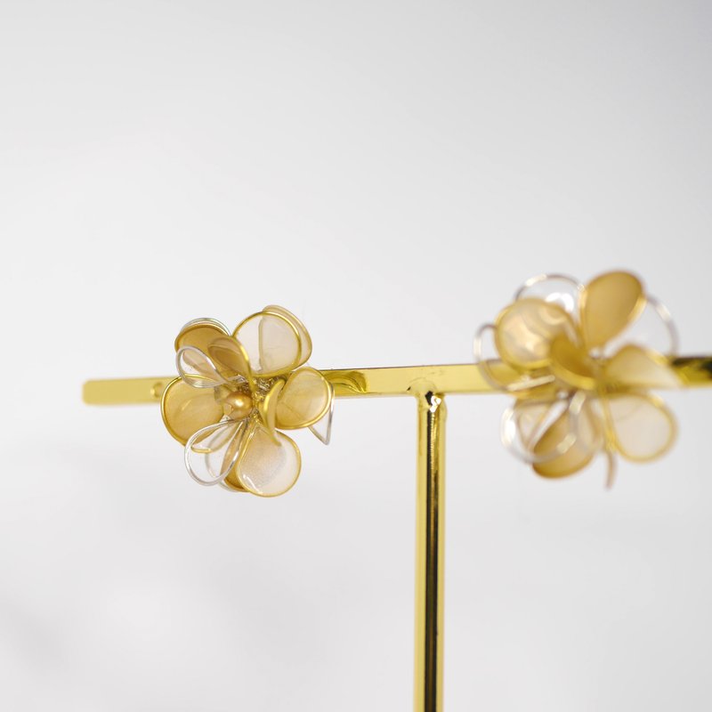 3way玛莉跳跳糖球 /香槟色 - 耳环/耳夹 - 塑料 金色