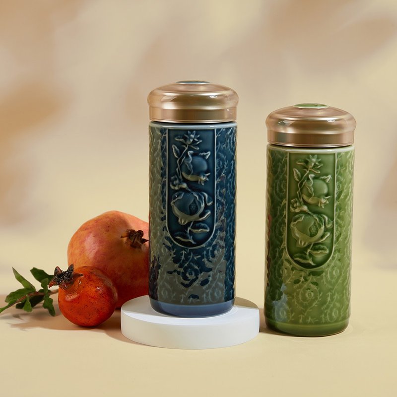 干唐轩活瓷 | 榴花硕果随身杯 / 大 / 双层 / 2色 330ml - 水瓶/水壶 - 瓷 多色