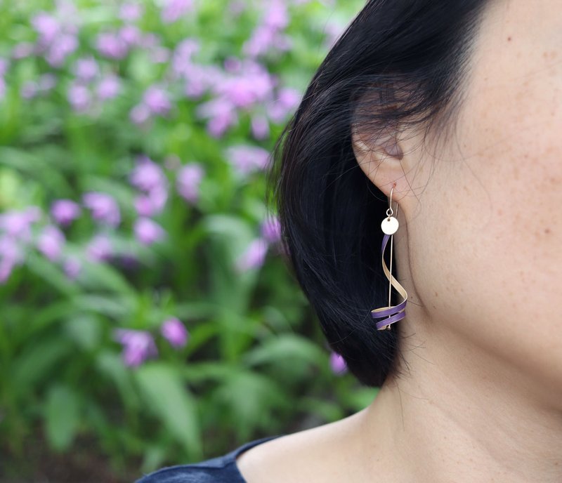 绽放的音符 - 台湾桂竹耳环 Musical Bloom - Bamboo Earring - 耳环/耳夹 - 竹 紫色