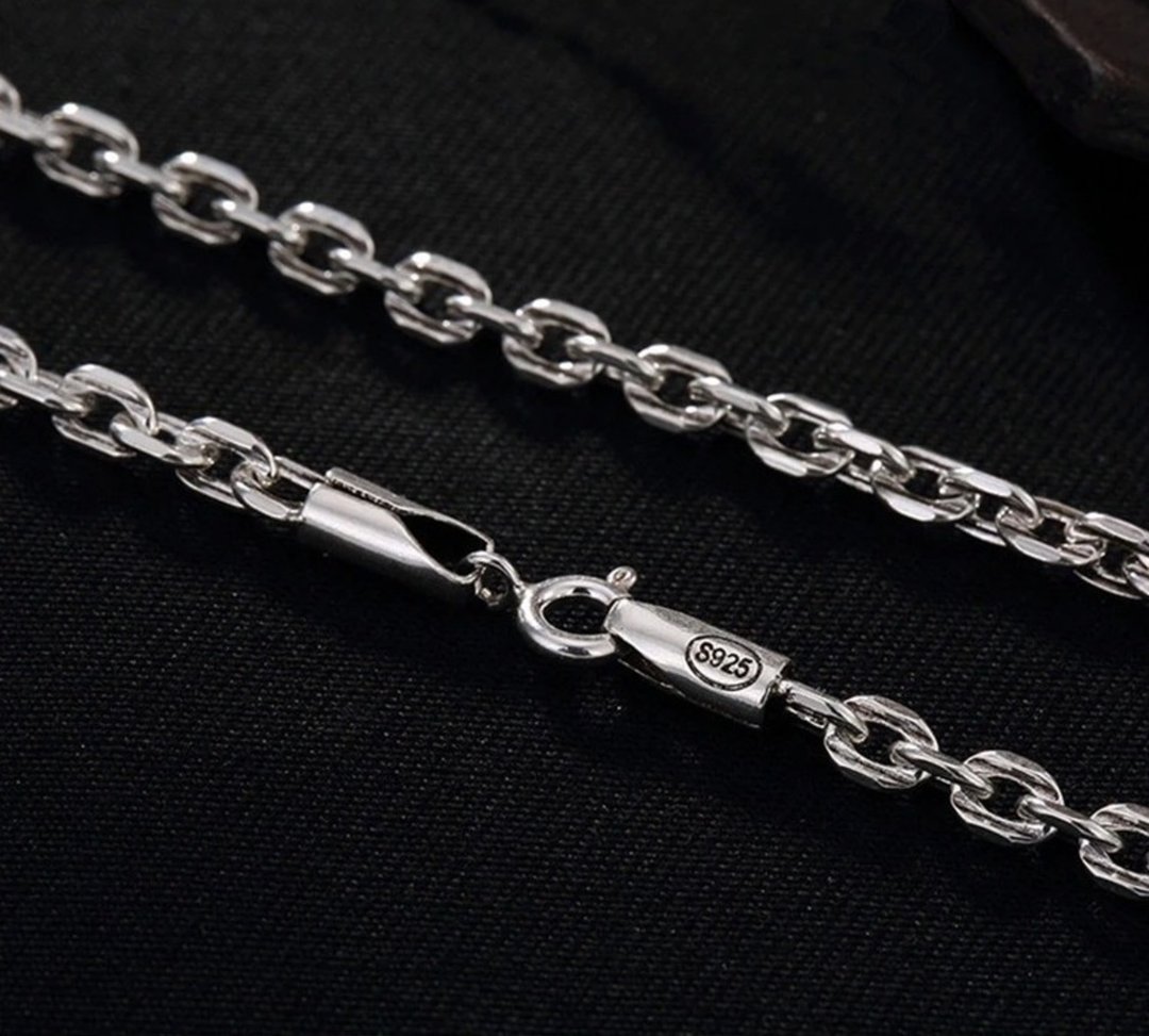 925 Sterling Silver Necklace without Pendant 3.5MM Link Chains Bijoux Men Women - 项链 - 纯银 银色