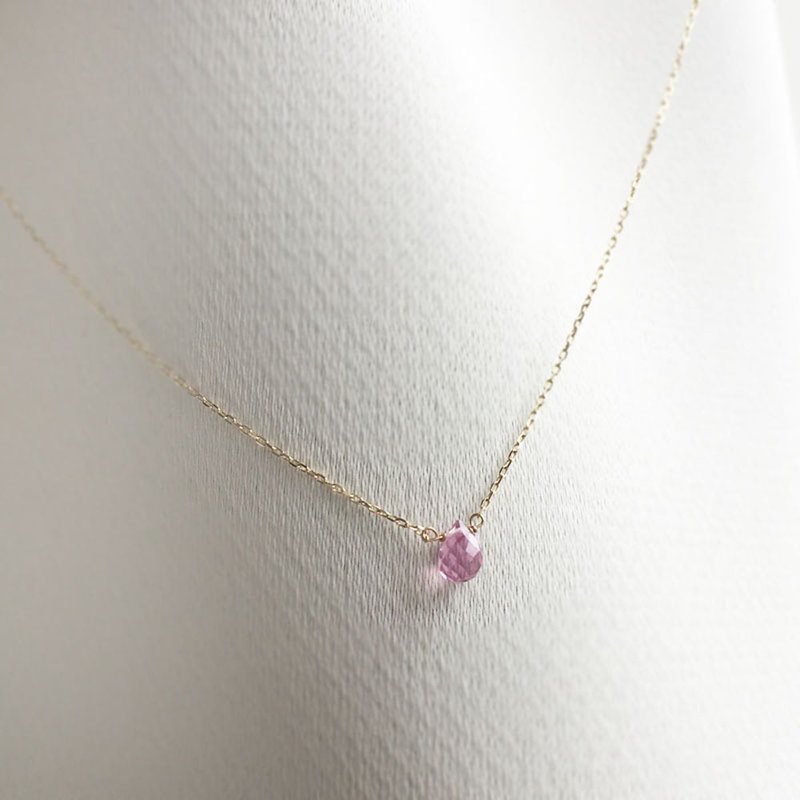 K14gf Sapphire Necklace, September Birthstone, Dainty Necklace - 项链 - 宝石 粉红色
