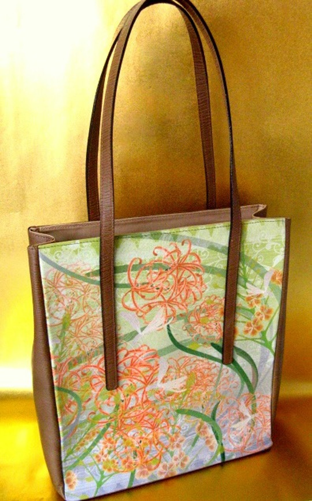 spider flower tote bag - 手提包/手提袋 - 真皮 绿色