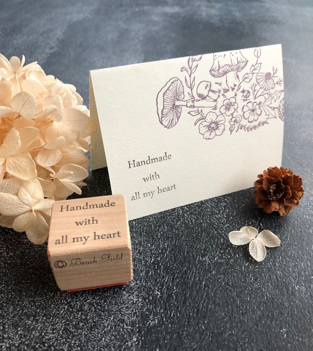 Handmade Stamp 心を込めて作りました 3列 印刷体 - 印章/印台 - 其他材质 