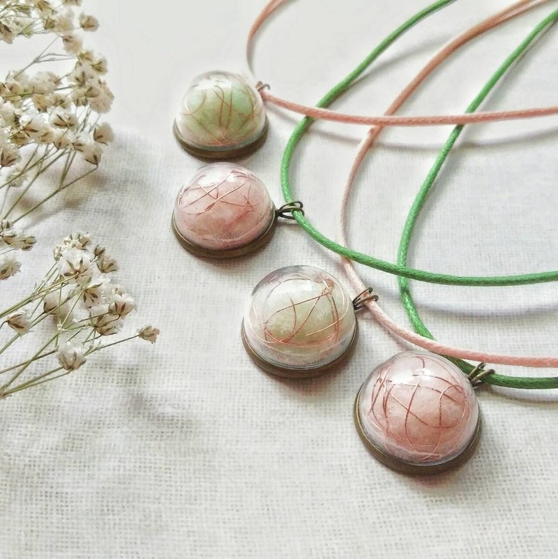 野地里的玫瑰 手作羊毛毡项链 - 项链 - 羊毛 粉红色