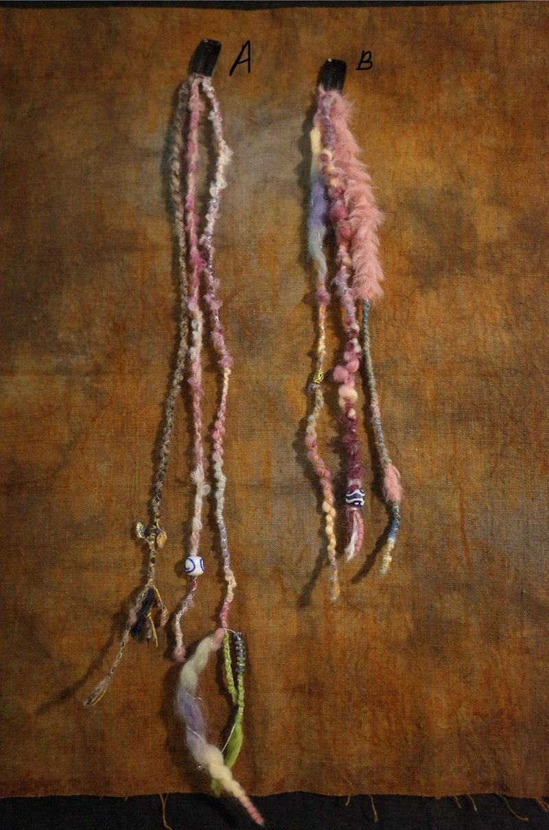 Gypsy hair Clip 穿戴式脏辫 发夹发片 (purple /pink) - 发饰 - 羊毛 紫色