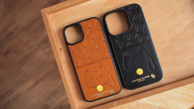 招财猫iPhone皮革手机壳 - 手机壳/手机套 - 真皮 咖啡色