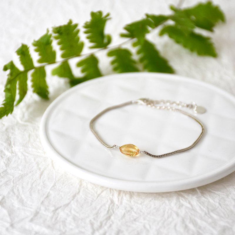 简约刻面宝石黄水晶手链 // 十一月份生日石 - 手链/手环 - 水晶 黄色