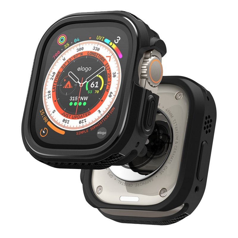 Apple Watch Ultra 1/2代 Armor全防护防撞表壳-黑 - 表带 - 塑料 黑色