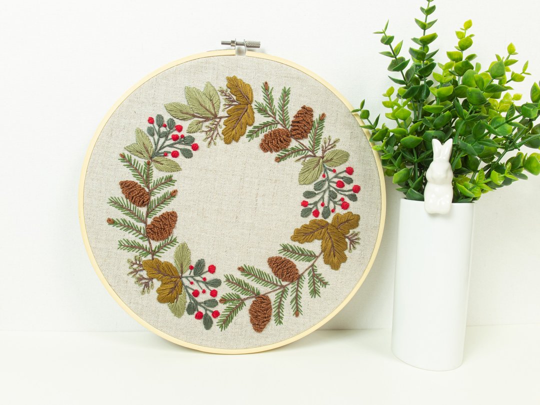 Evergreen Forest DIGITAL embroidery pattern PDF + video guide Christmas design - 手工艺教程/工具书 - 其他材质 