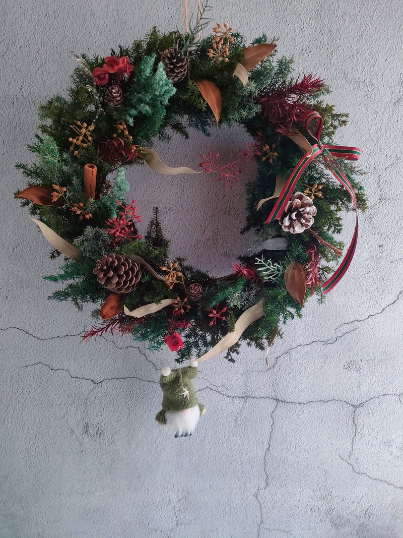 【一人成班】花艺-节日的心意(圆形花圈-大)  永生圣诞花圈 - 植栽 - 植物．花 