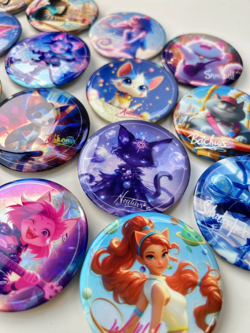 喵星人艺术收藏系列- 双闪炫彩吧唧-单枚 - 徽章/别针 - 其他金属 