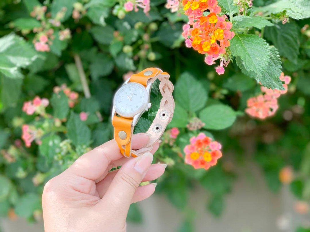 EDGE Casual camel edge knit watch that leaves femininity Braided mesh EKW-CC - 女表 - 真皮 橘色