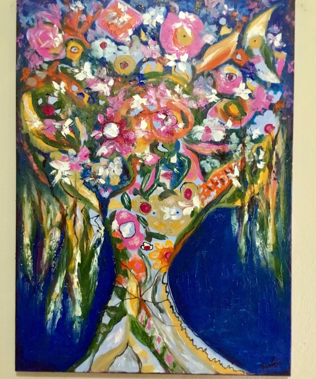 Flowers original oil painting - 墙贴/壁贴 - 棉 粉红色