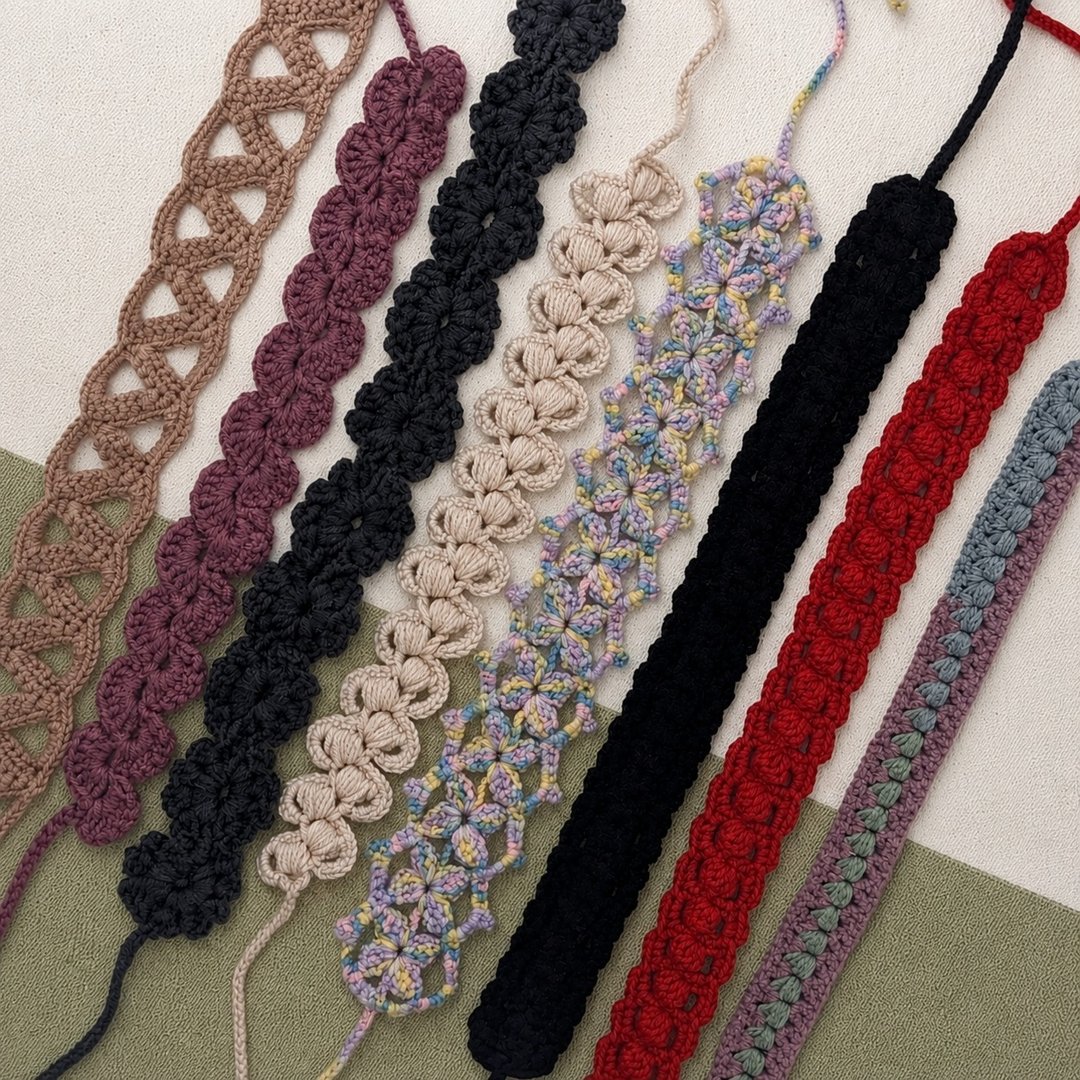 手作 | 复古钩针发带 | 发饰 | 绑带 - 发带/发箍 - 其他材质 多色