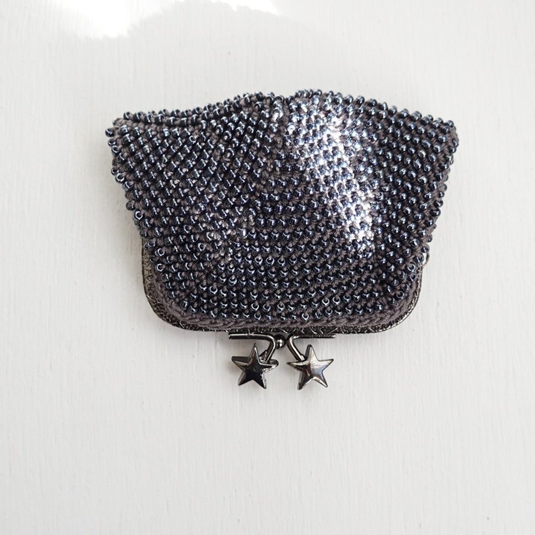 Ba-ba handmade Beads crochet pouch No.1577 - 零钱包 - 其他材质 黑色