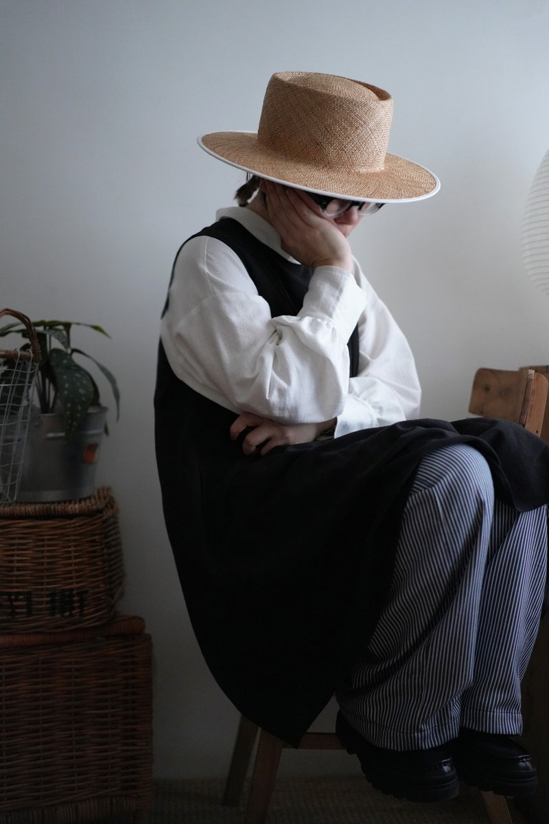磨黑内衬伞状背心洋装 - 女装背心 - 棉 黑色