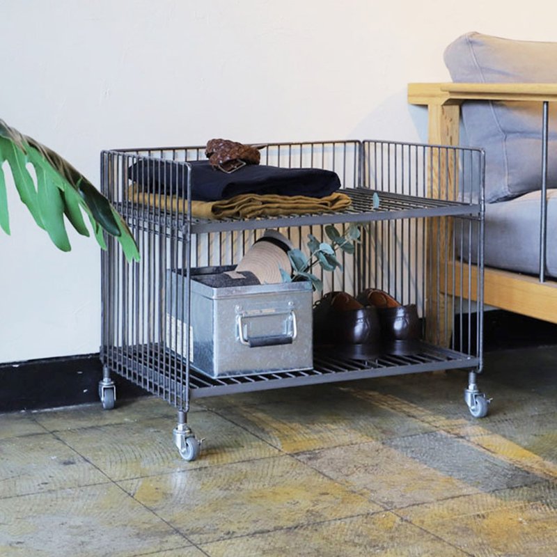 日本COLLEND WIRE 钢制宽型单层置物架(附轮)-DIY - 置物架/篮子 - 其他金属 银色