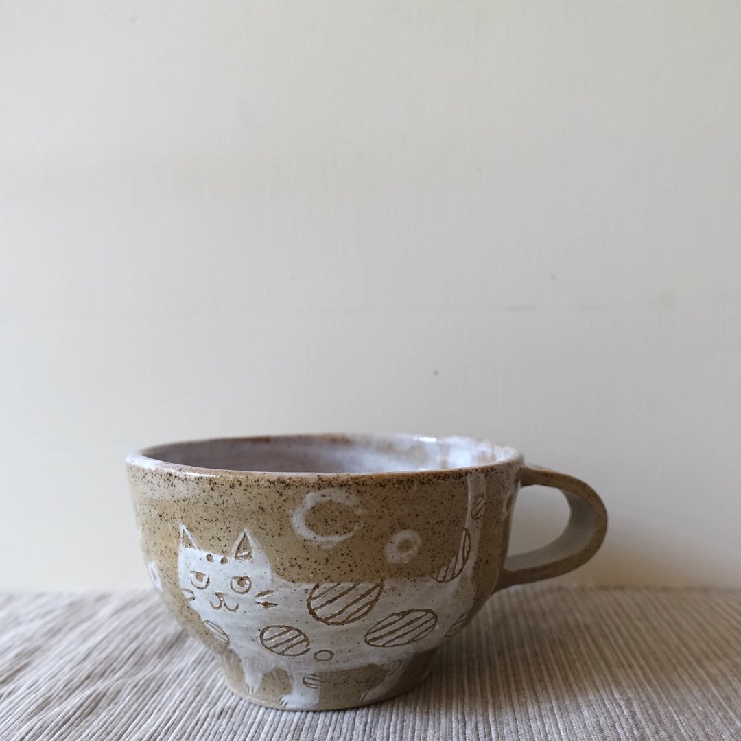 猫咪陶瓷咖啡杯 - 其他杯子 - 陶 白色