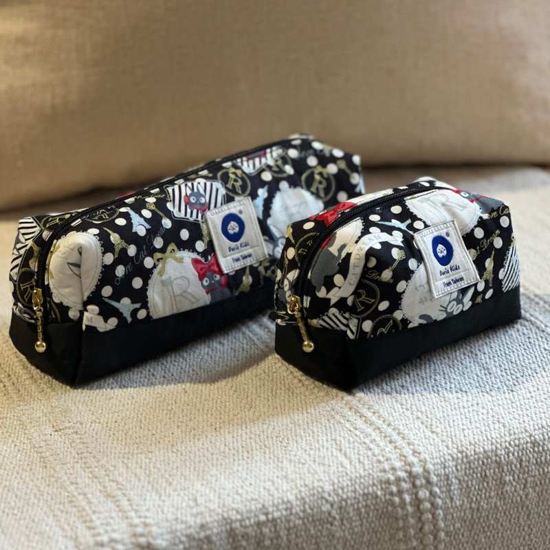 巴黎魔法小猫笔袋 化妆包 杂物收纳小包 - 化妆包/杂物包 - 防水材质 黑色