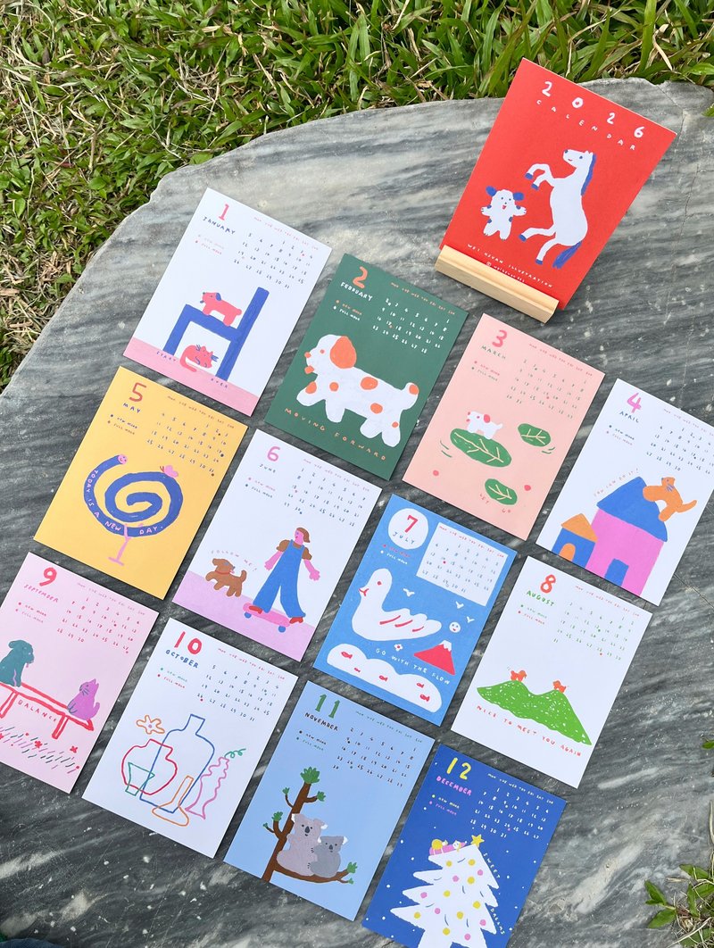 2026 插画年历 Let's Dance 狗狗年历 猫猫年历 最后现货售完绝版 - 年历/台历 - 纸 红色