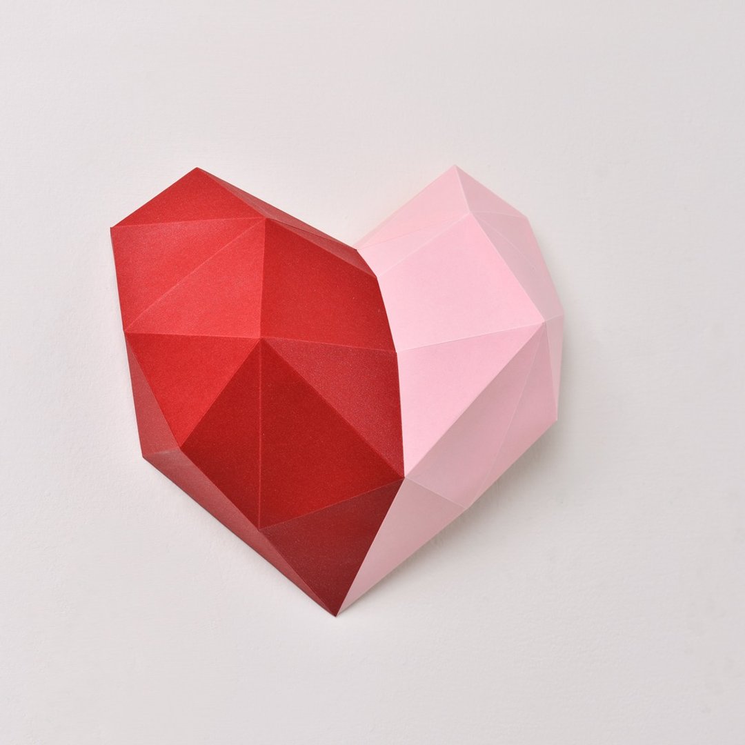 3D纸模型-做到好成品-摆饰系列-半半红心-情人 居家挂饰 - 木工/竹艺/纸艺 - 纸 红色