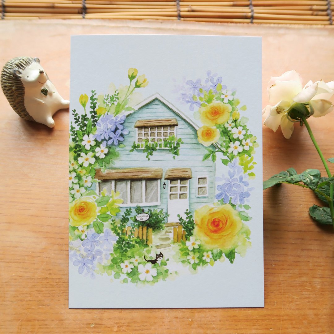 梦想小屋no.16 青色小屋 明信片 - 卡片/明信片 - 纸 蓝色