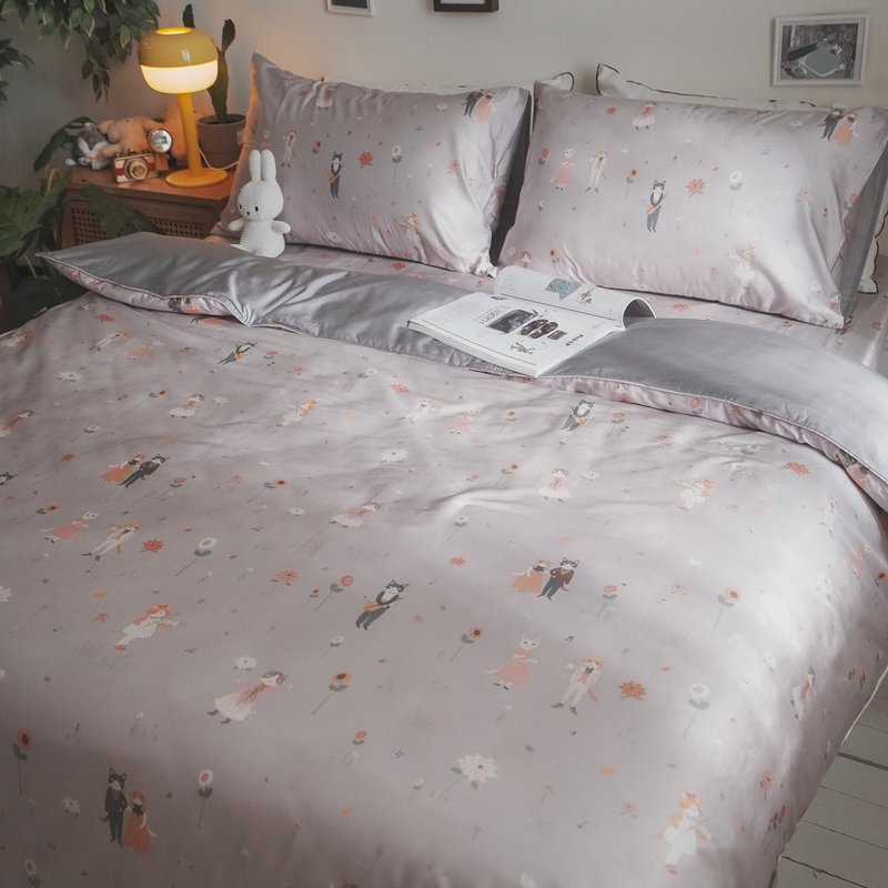 淑女与流氓【天丝棉】80S天丝+60s纯棉 薄床包两用被组 台湾制 - 寝具 - 其他材质 紫色