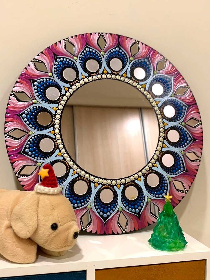 明镜曼陀罗 曼陀罗艺术 手工绘制  30*30 - 彩妆刷具/镜子/梳子 - 木头 多色