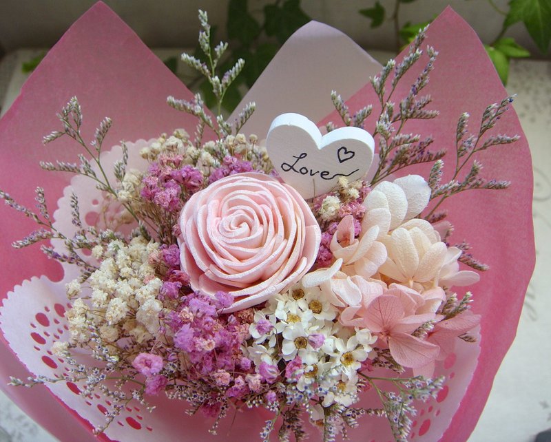 ✿Masako✿  Love♡花束 索拉花 永生花 干燥花束  粉色系 - 植栽/盆栽 - 植物．花 粉红色
