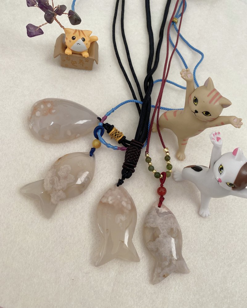 樱花玛瑙、年年有鱼 - 项链 - 水晶 粉红色