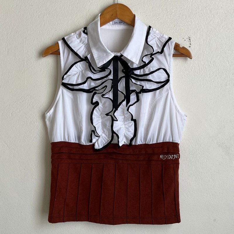 Gianni Rodini 女款荷叶边棉质针织背心 - 女装衬衫 - 棉．麻 