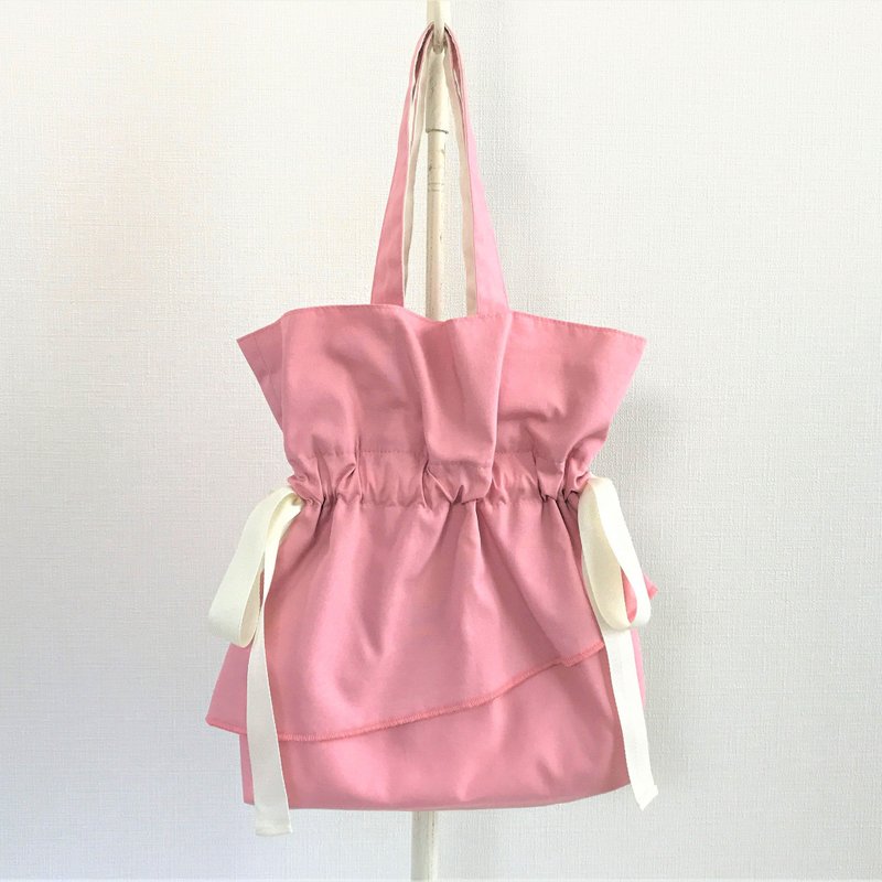 Raffle Airy Flare Holding Hand Purse Petit Bag Smoky Pink - 手提包/手提袋 - 棉．麻 粉红色