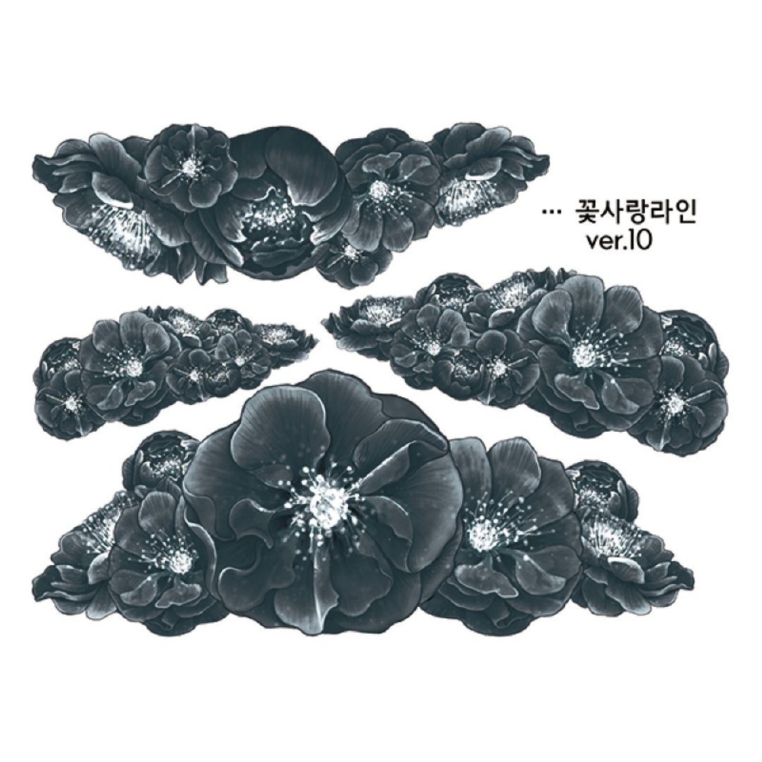 花之恋线条 ver10 (blackraccoon) 复古拼贴设计纸质贴纸 - 贴纸 - 纸 黑色