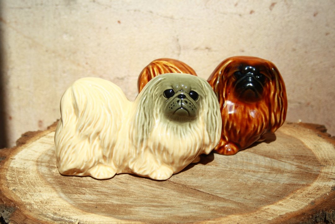 Pekingese dog figurine ceramics handmade, statuette porcelain 北京狗雕像 - 摆饰 - 陶 
