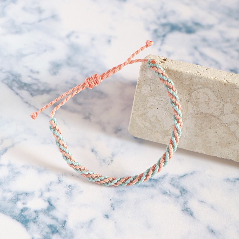 炫彩马卡龙丨蜡线编织 手作 幸运手环 伸缩手环-橘x蓝 定制 - 手链/手环 - 防水材质 多色