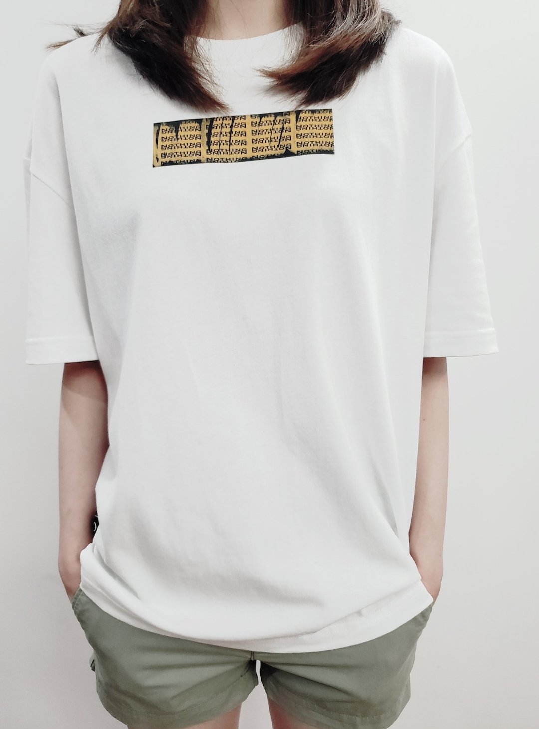 原創 Nothing系列  Oversize 落肩T-shirt - 女装 T 恤 - 棉 白色