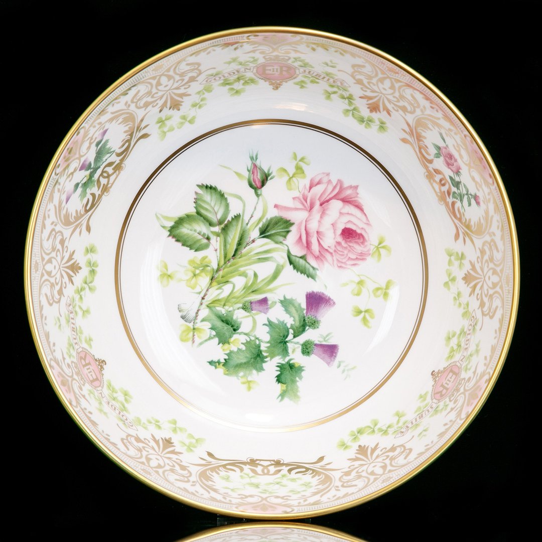 限量250英国制Spode女王2002皇家玫瑰骨瓷大钵花盆豪宅展示大碗 - 花瓶/陶器 - 瓷 
