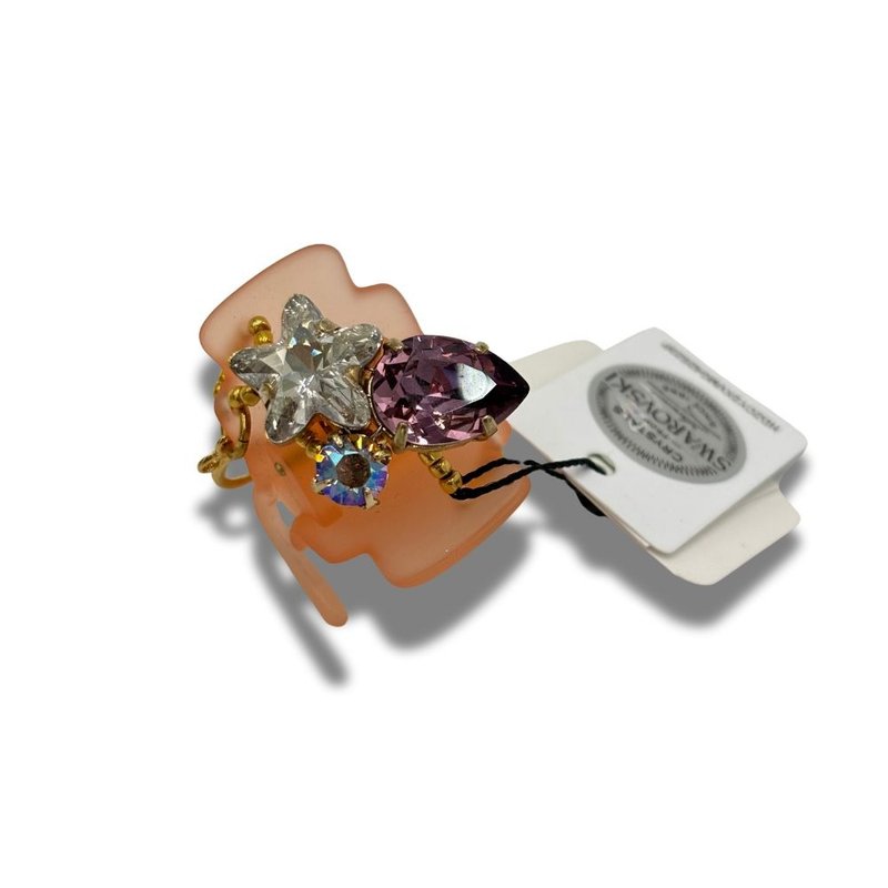 COMPLEX BIZ 施华洛世奇 橘底星星水晶 甜心夹 - 发饰 - 树脂 多色