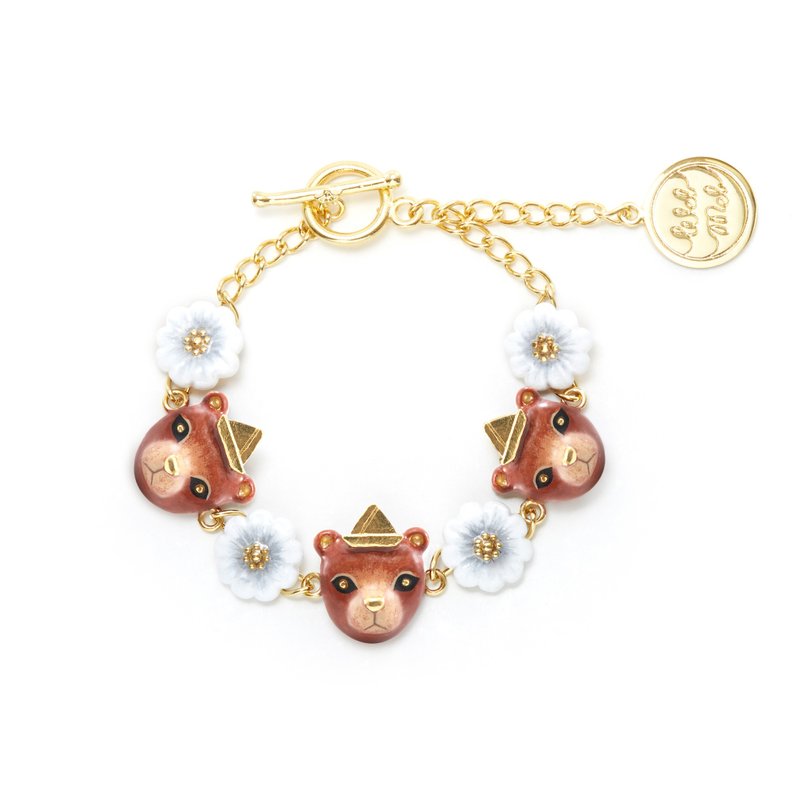 Grizzly honey bear bracelet - 手链/手环 - 其他金属 咖啡色
