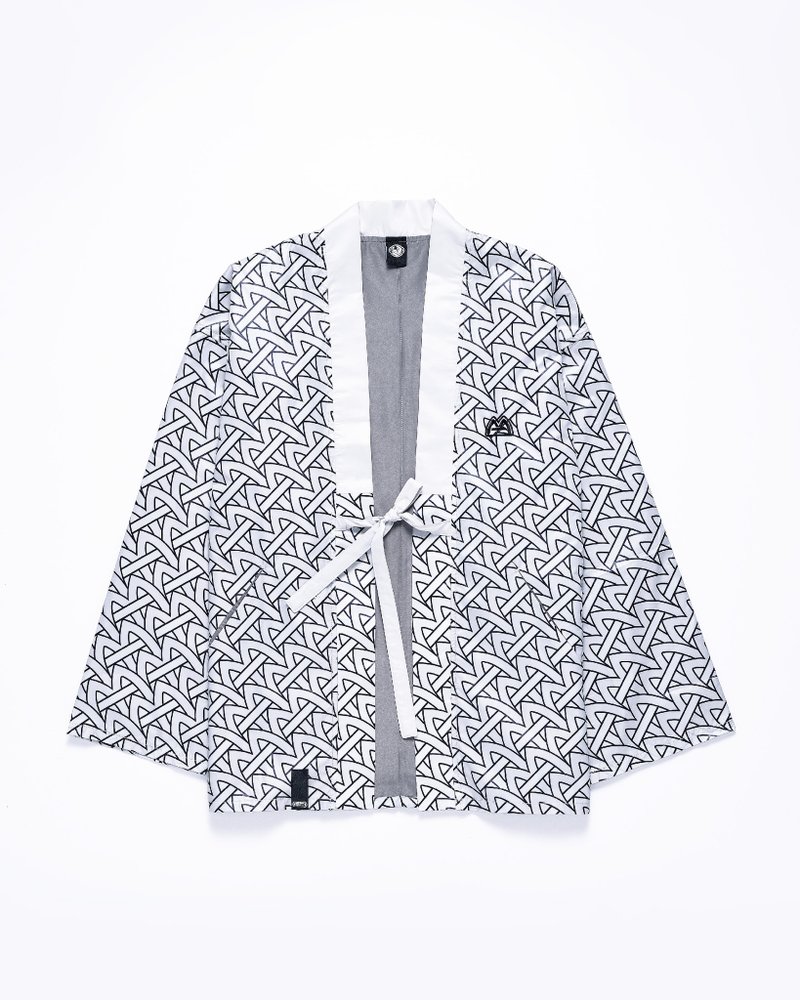 AM图腾印花开襟罩衫 白 - 男装外套 - 聚酯纤维 白色