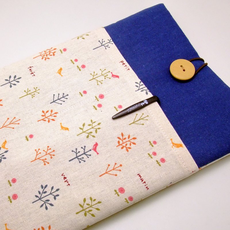 定制化电脑保护套 笔电包 电脑包 平板套 小树小鸟儿 (M-188) - 电脑包 - 棉．麻 蓝色