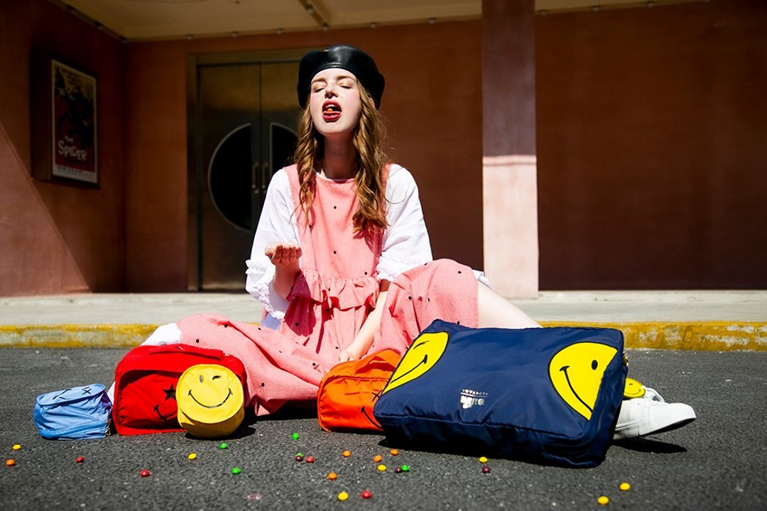 VOVAROVA x SMILEY WORLD联乘英国品牌哈哈笑5件装旅行收纳袋 - 化妆包/杂物包 - 聚酯纤维 蓝色